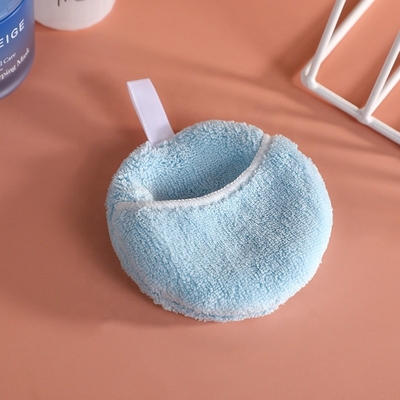 Customized Round Finger Pocket Colourful Face Pink Organic Microfiber Makeup Remover Pads Washable With Laundry Bag