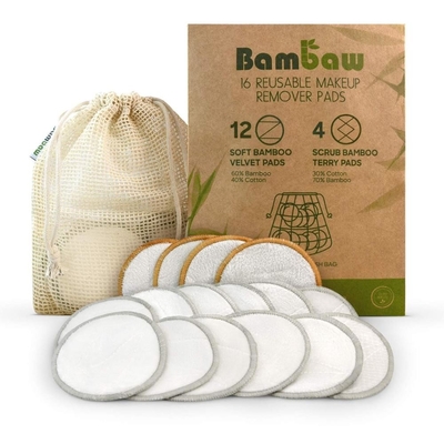 Organic Bamboo Cotton Terry Soft Facial Wipes Face Clean Pocket Makeup Remover Pads Reusable