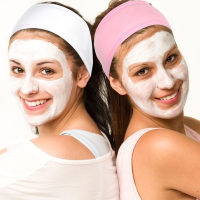 White Elastic Ajunstable Terry Cloth Spa Headband Stretch Towel Washable Facial Band Makeup Headband For Women