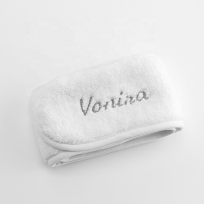 White Elastic Ajunstable Terry Cloth Spa Headband Stretch Towel Washable Facial Band Makeup Headband For Women